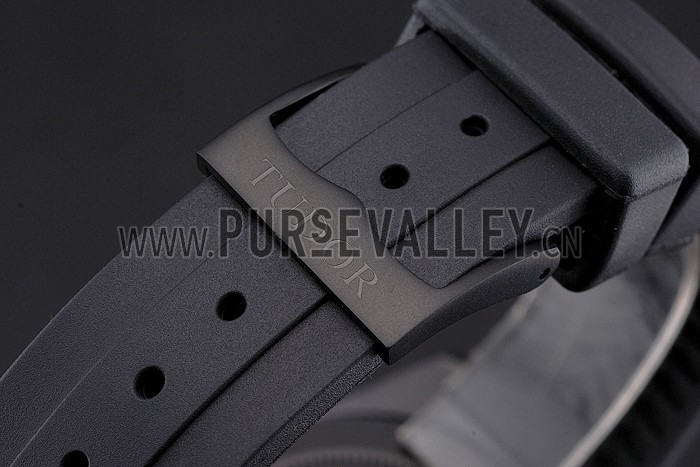 Tudor Fastrider Black Shield Black Dial Gold Markings Black Case Black Rubber Strap