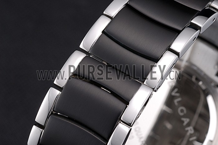 Bvlgari Diagono 46mm White Dial Stainless Steel Case Black Bezel Two Tone Bracelet