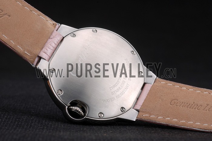 Cartier Ballon Bleu 38mm White Dial Stainless Steel Case Pink Leather Bracelet