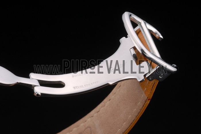 Cartier Ballon Bleu 42mm White Dial Stainless Steel Case Light Brown Leather Bracelet