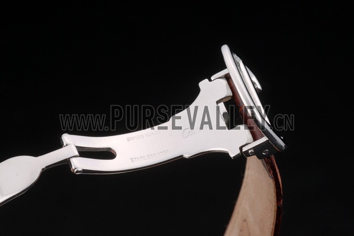 Cartier Ballon Bleu 38mm White Dial Stainless Steel Case Brown Leather Bracelet