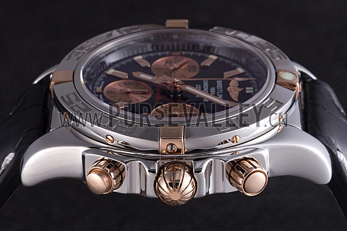 Swiss Breitling Chronomat Blue Dial with Black Leather Strap 621521