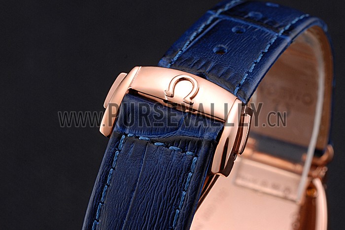 Omega Sochi Petrograd White Dial Gold Case Blue Leather Strap 622820