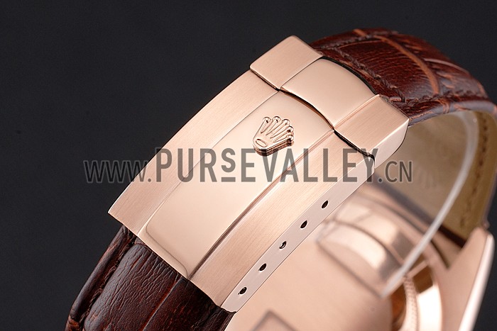 Rolex Sky Dweller Brown Dial Rose Gold Case Brown Leather Strap