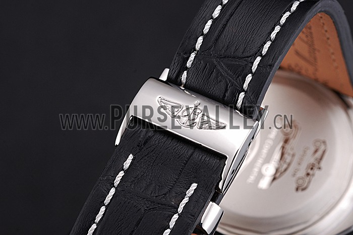 Breitling Bentley Mulliner Tourbillon Black Dial Stainless Steel Case Black Leather Strap 622728