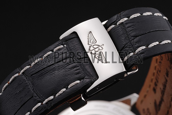 Swiss Breitling Navitimer Black Dial Stainless Stell Case Black Leather Strap