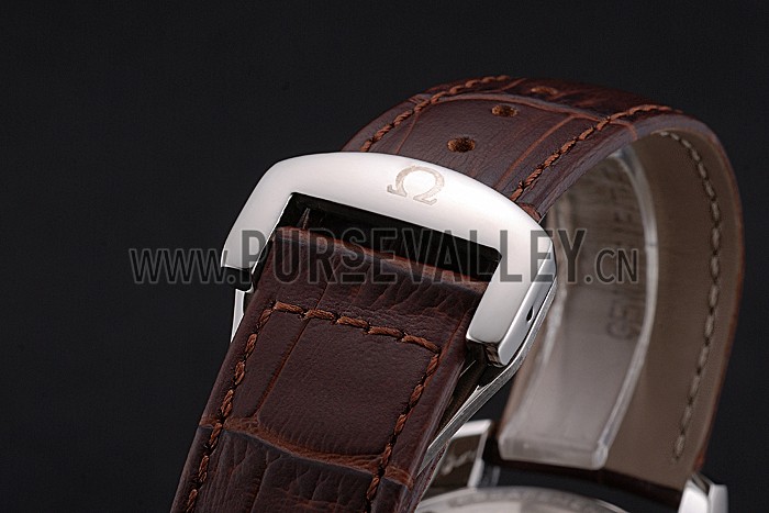 Omega DeVille White Dial Stainless Steel Case Brown Leather Strap 622830