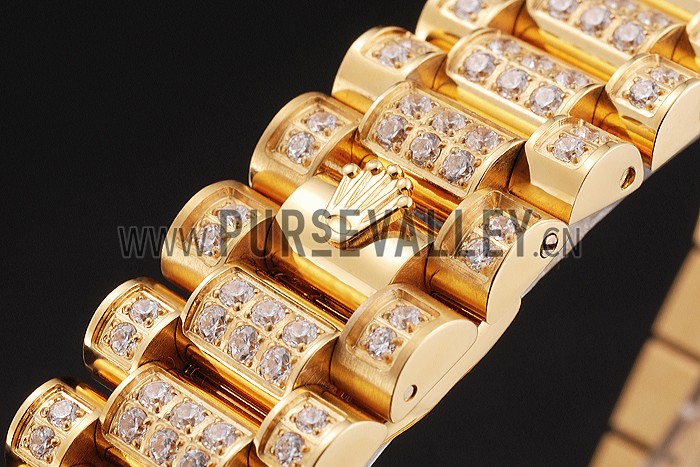 Swiss Rolex Day Date Yellow Gold Full Diamond Pave