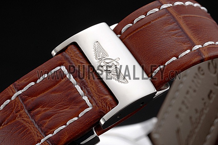 Breitling Chronomat Brown Dial Rose Gold Bezel And Subdials Stainless Steel Case Brown Leather Strap