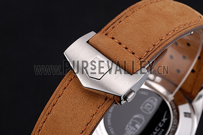 Tag Heuer Carrera SpaceX-7 White Dial Silver Stainless Steel Case Brown Suede Strap