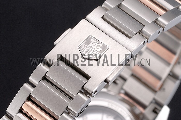 Swiss Tag Heuer Carrera Calibre 5 White Dial Rose Gold Case Two Tone Bracelet