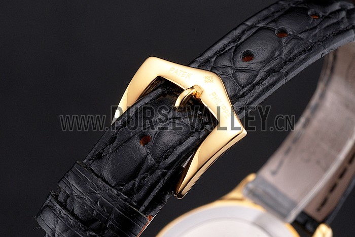 Patek Philippe Calatrava Gold Dial And Case Gold Case Black Leather Strap