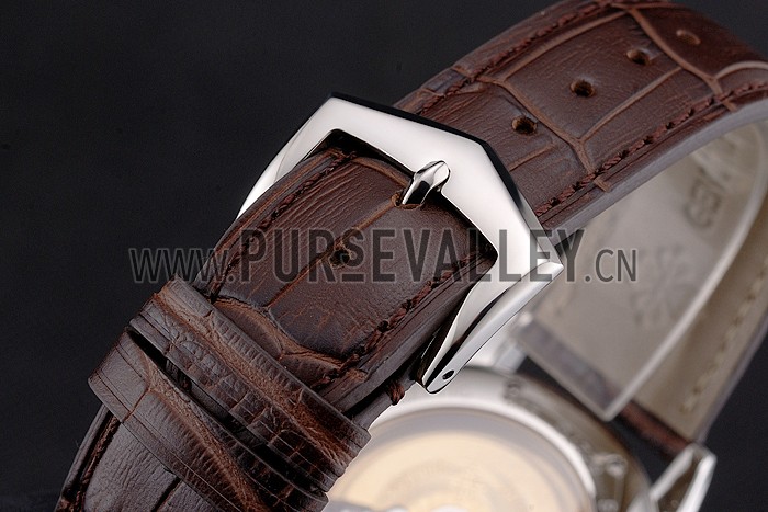 Swiss Patek Philippe Calatrava White Dial Stainless Steel Case Brown Leather Strap