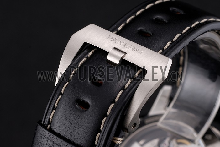 Swiss Panerai Luminor Marina 3 Days White Dial Stainless Steel Case Black Leather Strap