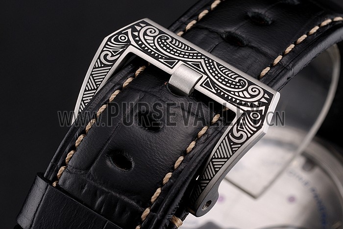 Panerai Radiomir Firenze 3 Days Acciaio PAM604 Black Dial Engraved Stainless Stell Case Black Leather Strap