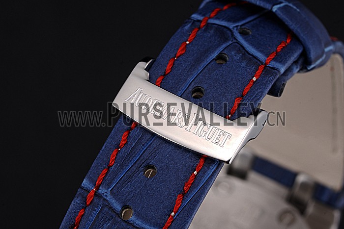 Swiss Audemars Piguet Royal Oak Offshore White Dial Stainless Steel Case Blue Leather Strap 622850