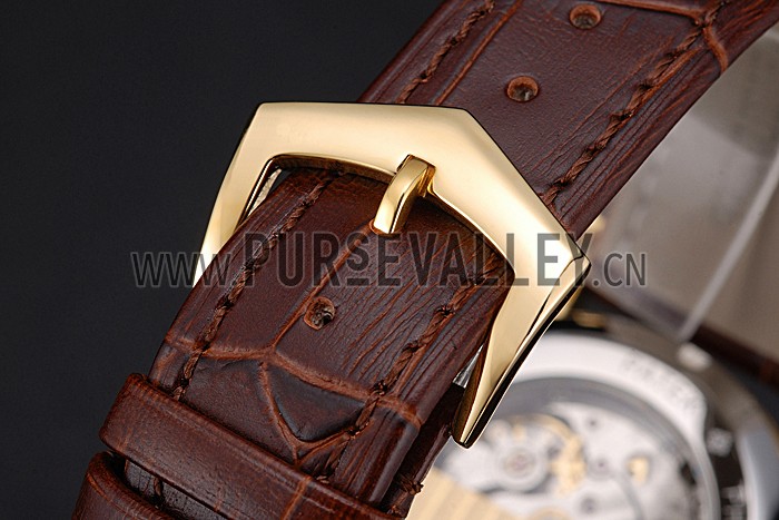 Patek Philippe Calatrava White Dial Gold Case Brown Leather Strap 622844