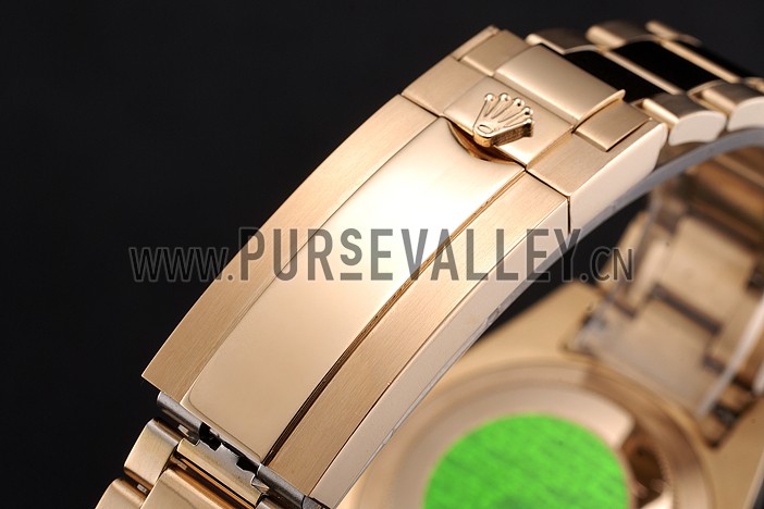 Swiss Rolex Submariner Black Dial Black Bezel Yellow Gold Case And Bracelet