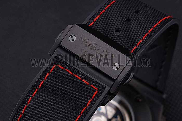 Swiss Hublot Big Bang Limited Edition Formula 1 Black And Red Skeletonised Dial Black Case Black Fabric Strap 62286