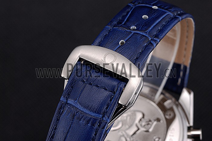 Omega Speedmaster Blue Dial Stainless Steel Case Blue Leather Strap 622808