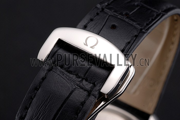 Omega Globemaster Black Dial Stainless Steel Case Black Leather Strap