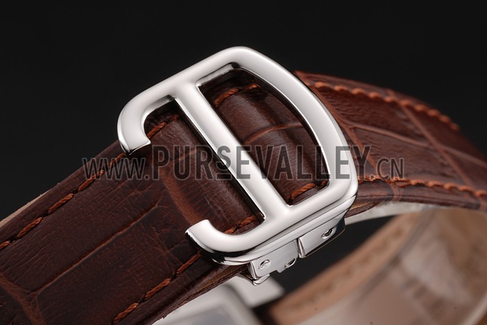 Swiss Cartier Tank MC White Dial Stainless Steel Case Brown Leather Strap