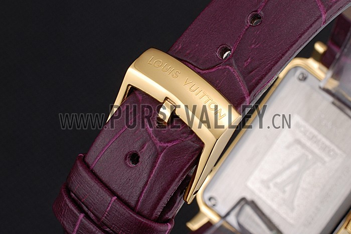 Louis Vuitton Emprise Purple Dial Gold Case Purple Leather Strap 622787