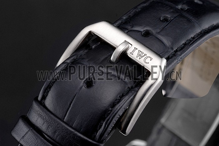 IWC Portofino Tourbillon Black Dial Stainless Steel Case Black Leather Strap