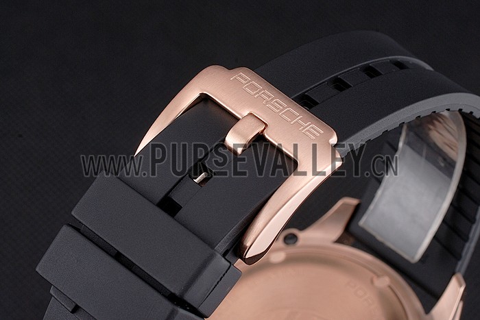 Porsche Design Indicator Black Dial Gold Case Black Rubber Strap