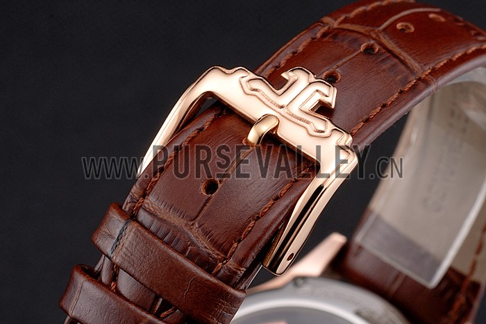 Jaeger LeCoultre Master Moonphase Tourbillon White Dial Rose Gold Case Brown Leather Strap