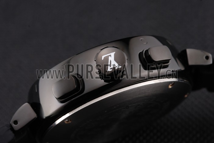 Louis Vuitton Tambour In Black Chronograph Black Dial Black Case Black Rubber Strap