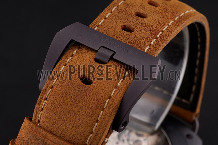 Swiss Panerai Radiomir Black Seal Brown Dial Black Case Brown Leather Strap