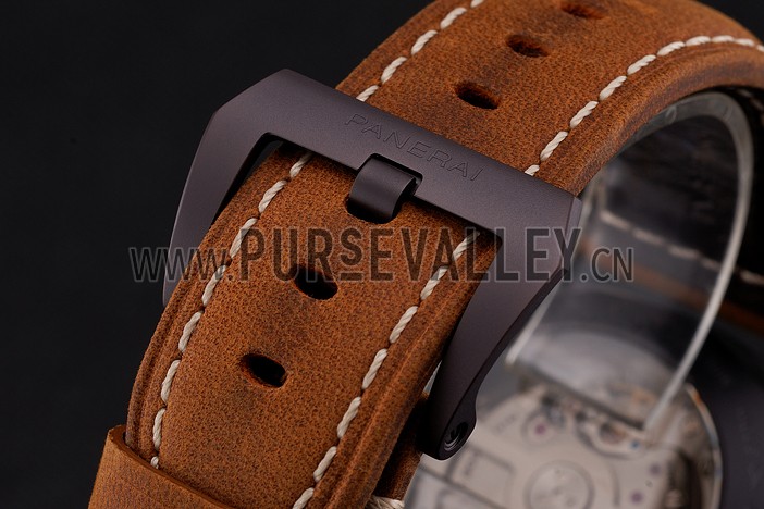 Swiss Panerai Luminor Marina 1950 3 Days Brown Dial Black Case Brown Leather Strap