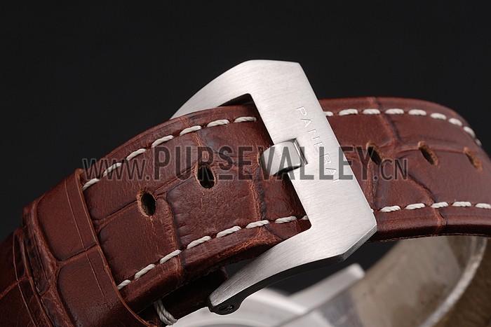 Panerai Luminor 1950 Tourbillon GMT Black Dial Stainless Steel Case Brown Leather Strap