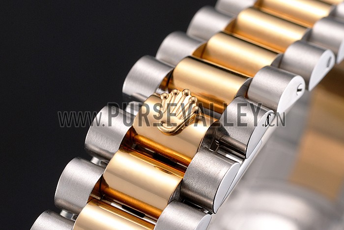 Swiss Rolex Datejust Black Dial Stainless Steel Case Gold Bezel Two Tone Bracelet