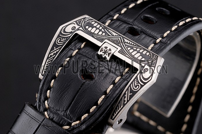 Panerai Radiomir Firenze PAM604 Black Dial Roman Numerals Engraved Stainless Steel Case Black Leather Strap