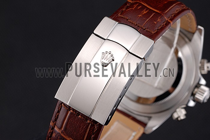 Rolex Daytona Stainless Steel Case White Dial Brown Leather Strap