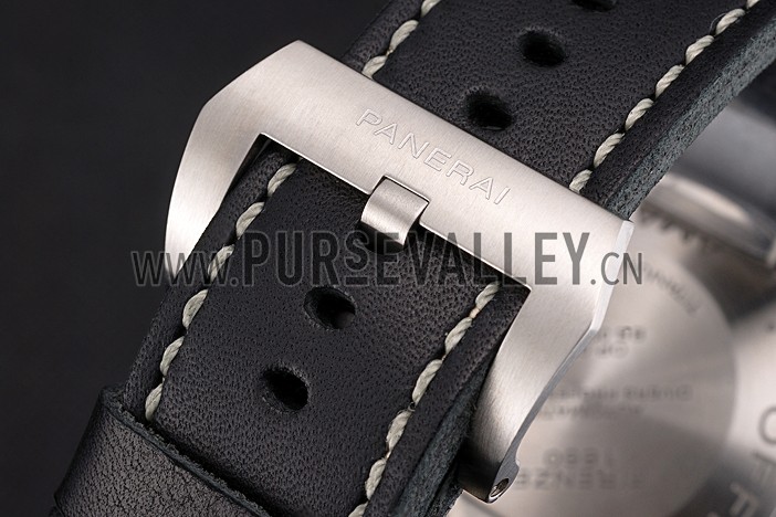 Panerai Luminor Submersible Black Dial Stainless Steel Case Black Bezel Black Leather Strap