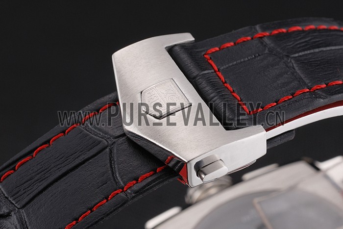 Tag Heuer Monaco Black Perforated Leather Strap White Dial 80306