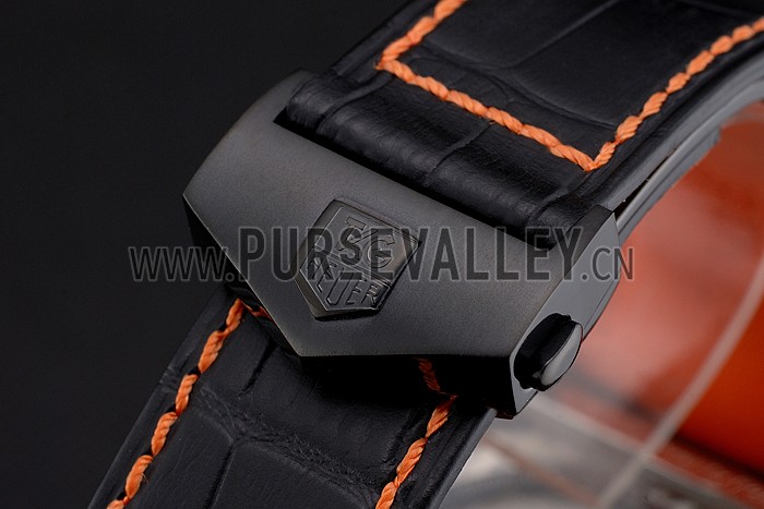 Tag Heuer Monaco Calibre 36 Blue And Orange Stripes Dial Black Leather Strap 622302