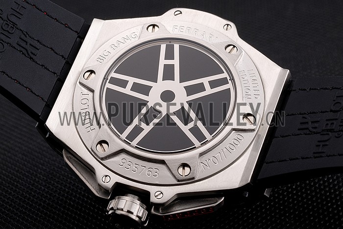 Hublot Big Bang Ferrari Black Dial And Bezel Stainless Steel Case Black Leather Strap 622767