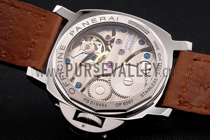 Panerai Luminor Marina Stainless Steel Bezel Brown Leather Bracelet 622313