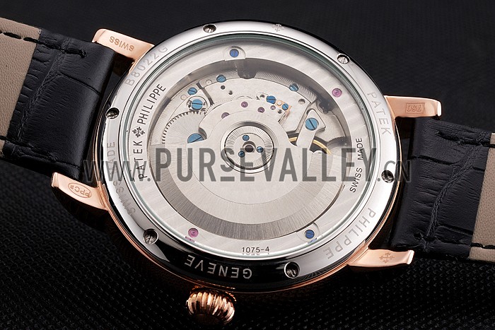 Patek Philippe Classic Tourbillon Power Reserve Black And White Dial Rose Gold Case Black Leather Strap