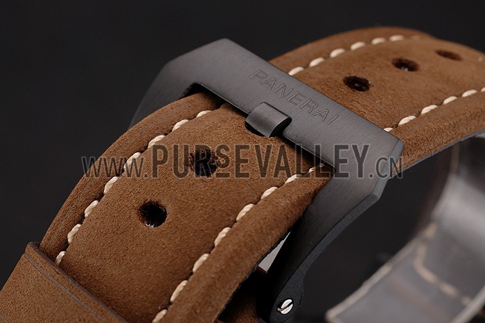 Panerai Luminor 1950 3 Days Chrono Flyback Black Dial Black Case Brown Leather Strap