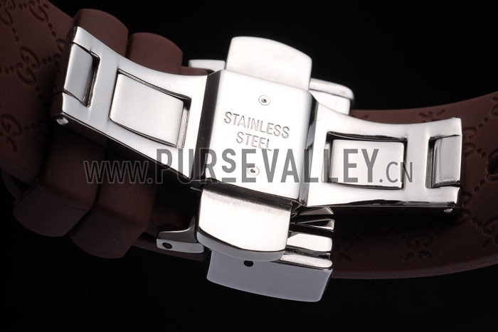 Gucci Brown Rubber Band White Round Dial 2165-296