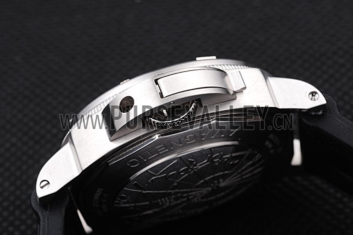 Panerai Luminor Brushed Stainless Steel Case Black Dial Black Rubber Strap 98164