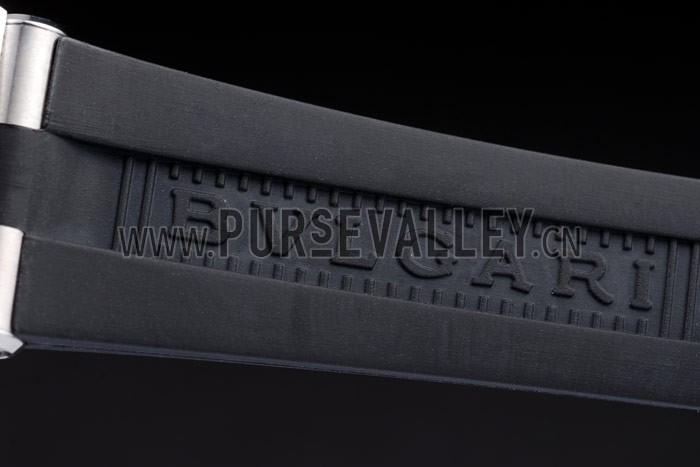 Bvlgari Diagono 36mm White Dial Stainless Steel Case With Diamonds Black Rubber Bracelet