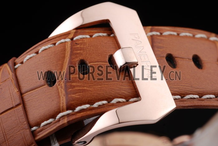 Panerai Radiomir Rose Gold Case Black Dial Brown Leather Strap 98136