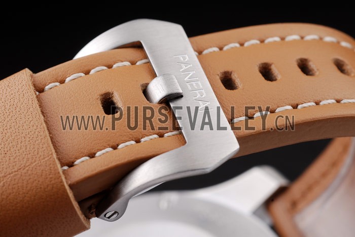 Panerai Luminor Brushed Stainless Steel Case Brown Dial Brown Leather Strap