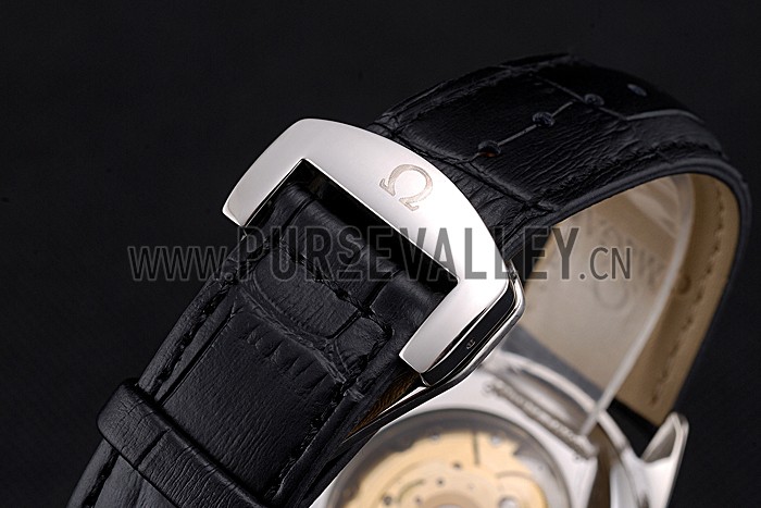 Omega Tresor Master Co-Axial Black Dial Stainless Steel Case Black Leather Strap